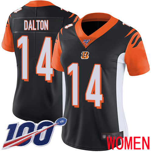 Cincinnati Bengals Limited Black Women Andy Dalton Home Jersey NFL Footballl #14 100th Season Vapor Untouchable